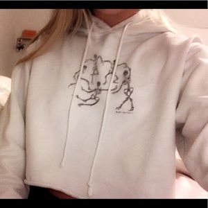 John Galt Dancing skeleton cropped hoodie